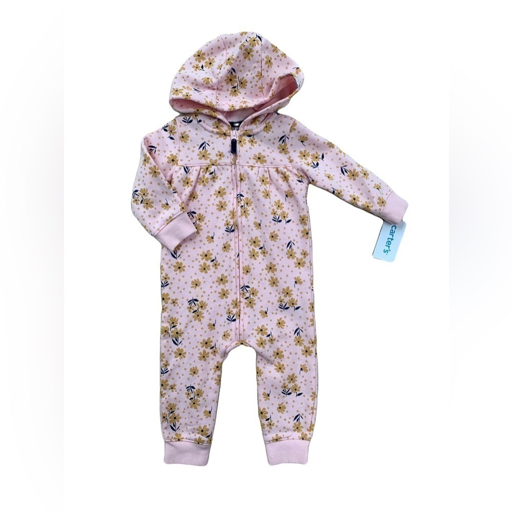 Carter’s Size 12 Months NWT Fleece Full Zip-Up Hooded Jumpsuit